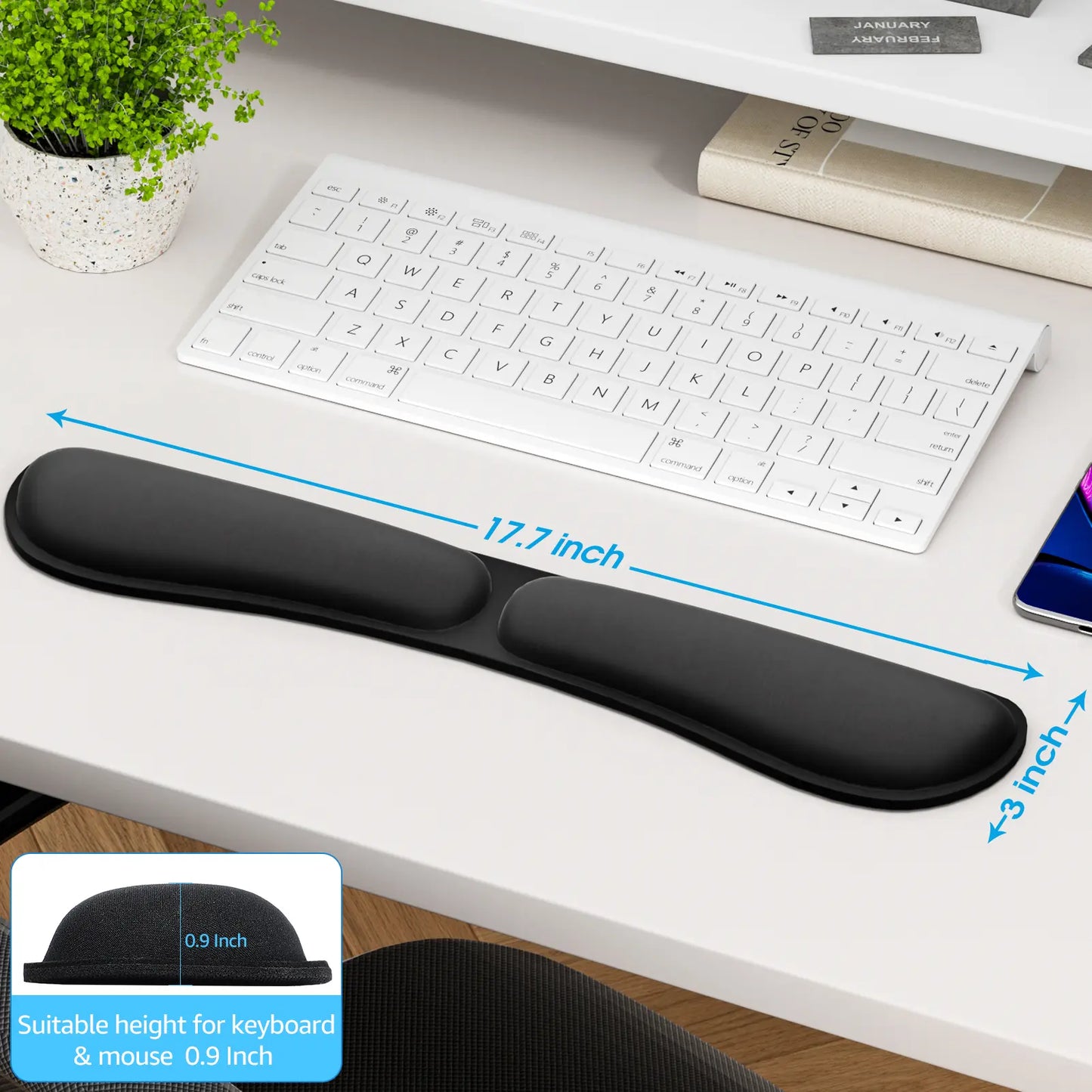 KTRIO Ergonomic Keyboard Wrist Rest and Mouse Pad with Wrist Rest Set, Memory Foam Wrist Support for Typing, Gaming, Office and Home Use