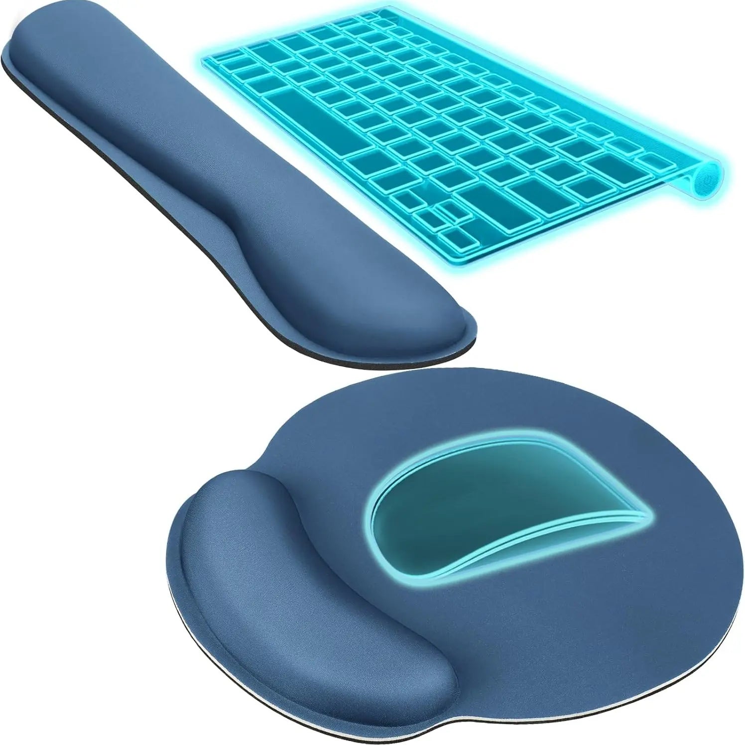 KTRIO Ergonomic Keyboard Wrist Rest and Mouse Pad with Wrist Rest Set, Memory Foam Wrist Support for Typing, Gaming, Office and Home Use
