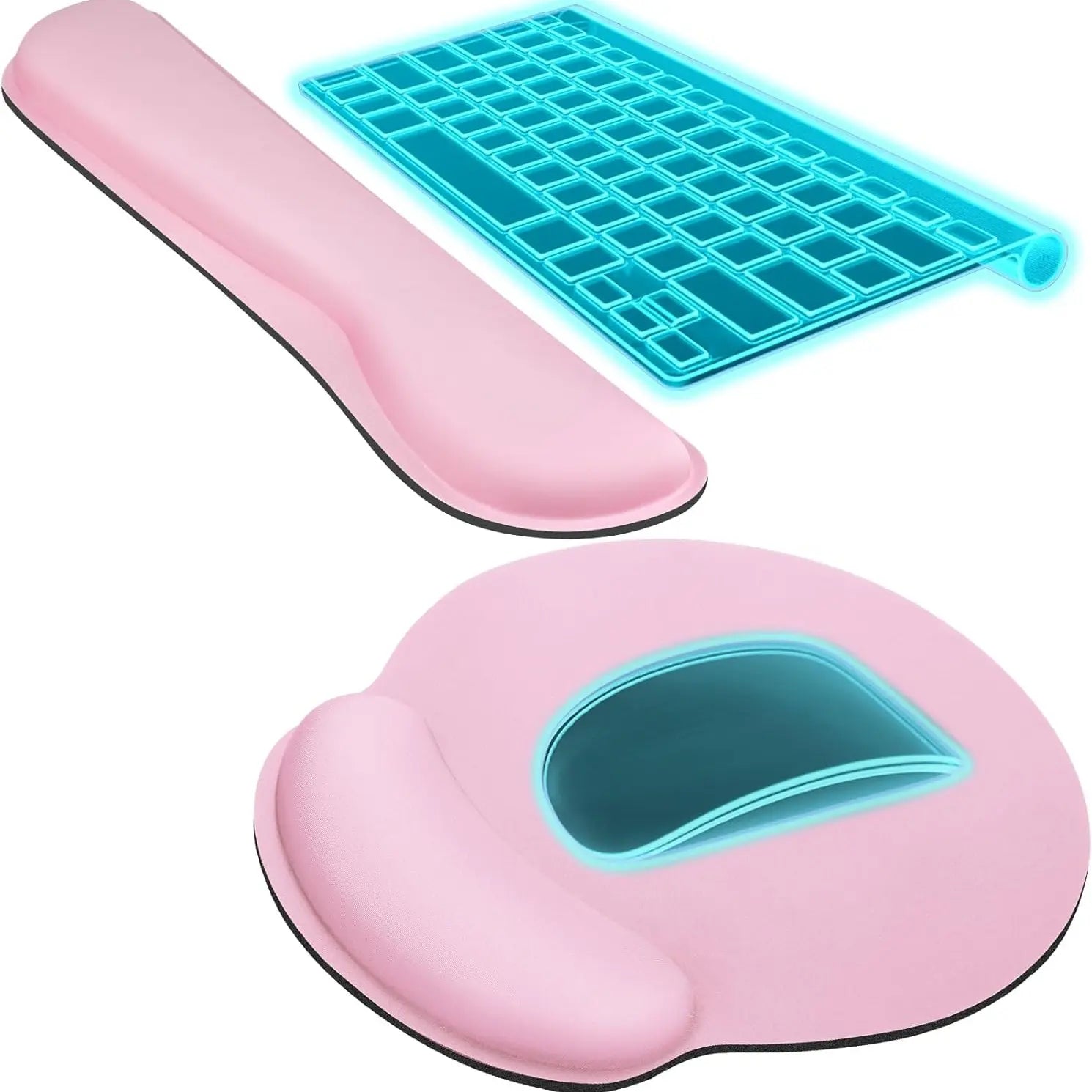 KTRIO Ergonomic Keyboard Wrist Rest and Mouse Pad with Wrist Rest Set, Memory Foam Wrist Support for Typing, Gaming, Office and Home Use