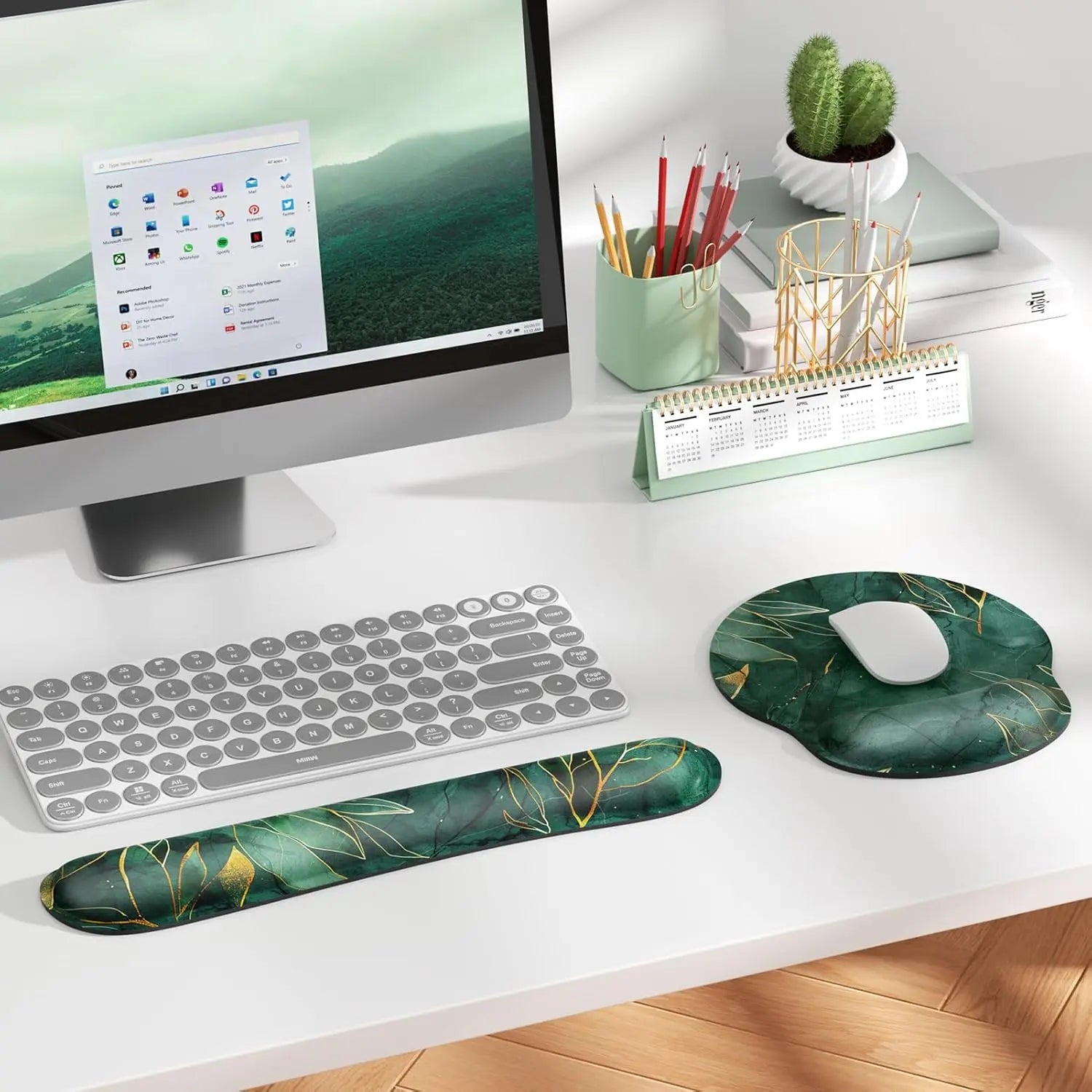 KTRIO Ergonomic Keyboard Wrist Rest and Mouse Pad with Wrist Rest Set, Memory Foam Wrist Support for Typing, Gaming, Office and Home Use