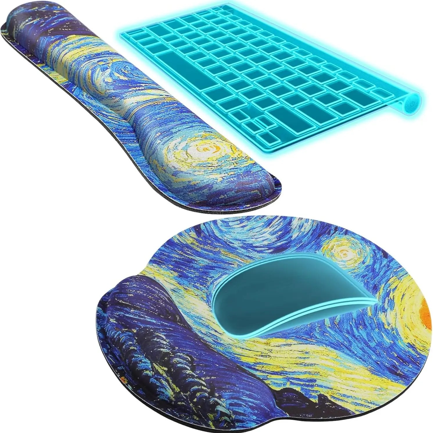 KTRIO Ergonomic Keyboard Wrist Rest and Mouse Pad with Wrist Rest Set, Memory Foam Wrist Support for Typing, Gaming, Office and Home Use