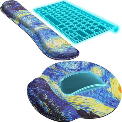 KTRIO Ergonomic Keyboard Wrist Rest and Mouse Pad with Wrist Rest Set, Memory Foam Wrist Support for Typing, Gaming, Office and Home Use