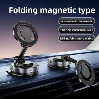 Vacuum Magnetic Phone Stand, New Type of Magnetic Phone Stand, Rotatable and Foldable Portable Double-Sided Vacuum Magnetic Adsorption Adjustable Phone Stand, Washable Base