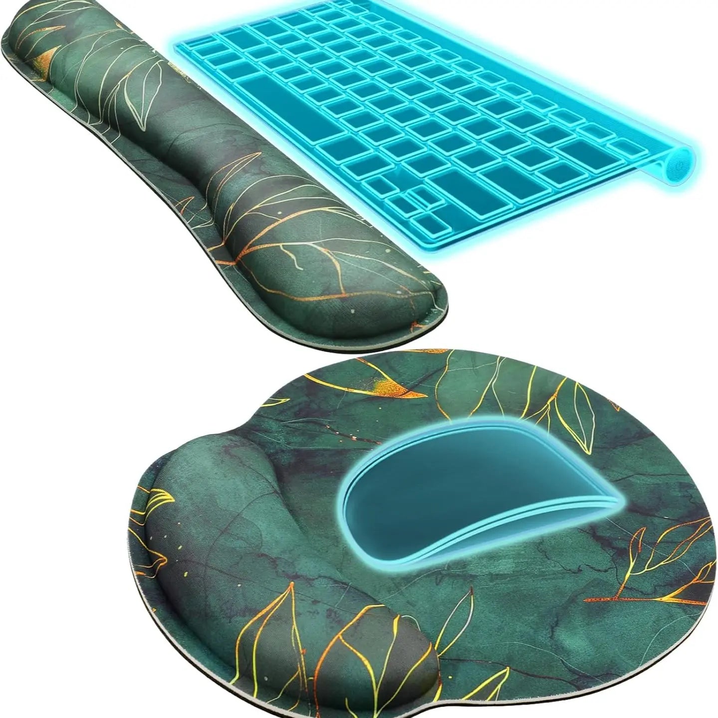KTRIO Ergonomic Keyboard Wrist Rest and Mouse Pad with Wrist Rest Set, Memory Foam Wrist Support for Typing, Gaming, Office and Home Use
