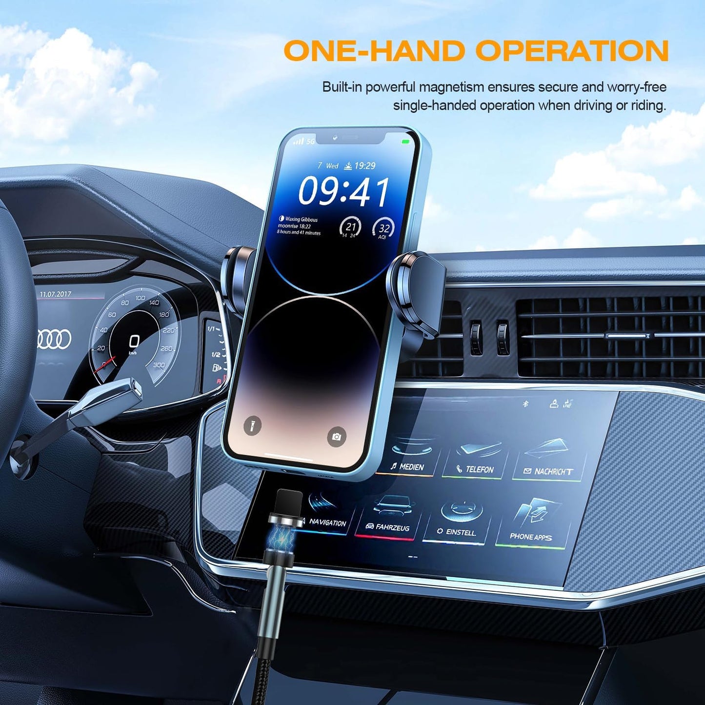 7-Pin Magnetic Charging Cable 360° Rotating 3 in 1 Magnetic Phone Charger, 3A Charging with Data Transfer for Android/Type C/I-Product/Carplay