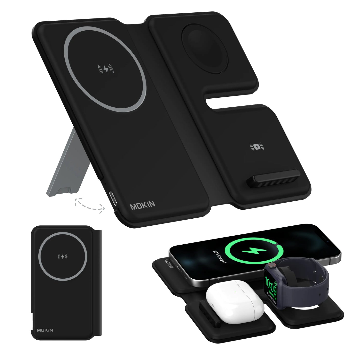 Mokin 3 in 1 Magnetic Wireless Charging Station for Iphone 2024 If Design Award 20W