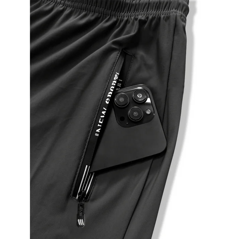Men's High Stretch Jogging Pants with Zipper & Pockets