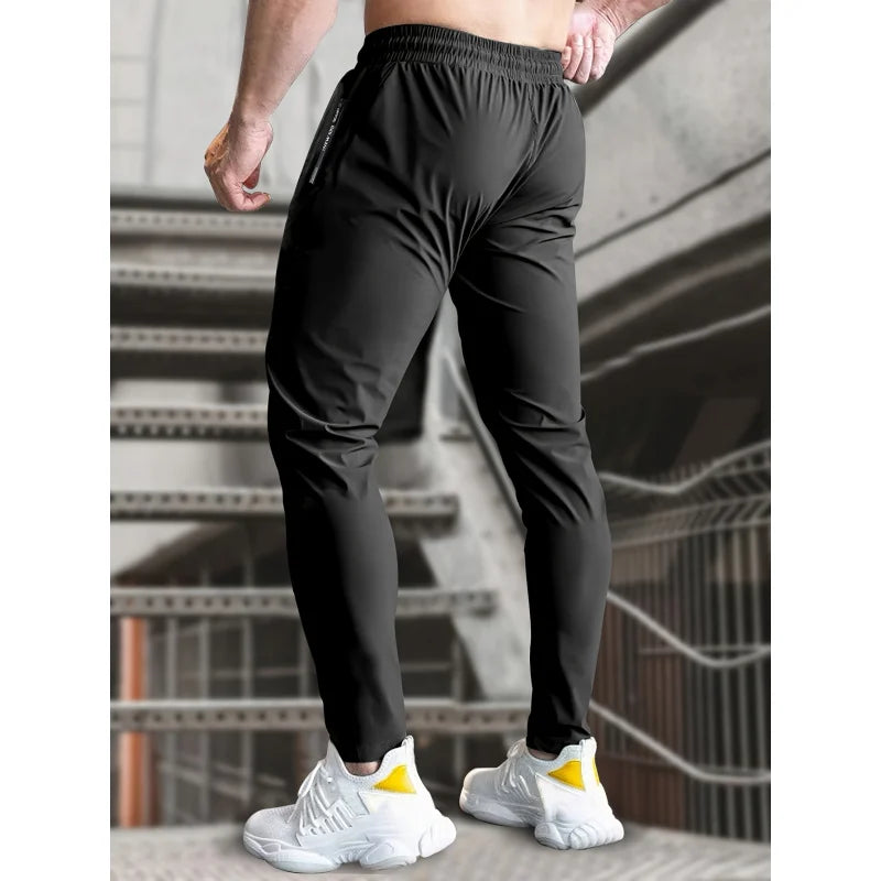 Men's High Stretch Jogging Pants with Zipper & Pockets