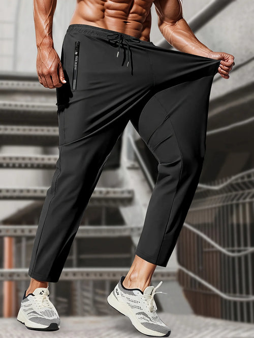 Men's High Stretch Jogging Pants with Zipper & Pockets