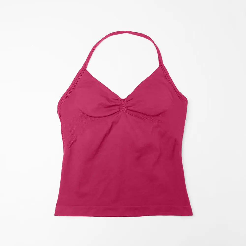 Women's Seamless Yoga Tank with Removable Pads (V Neck)