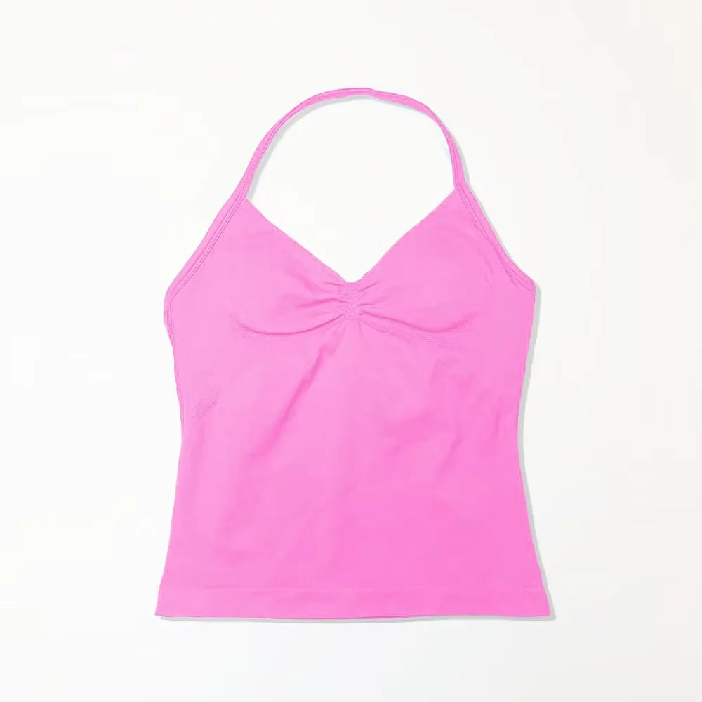 Women's Seamless Yoga Tank with Removable Pads (V Neck)