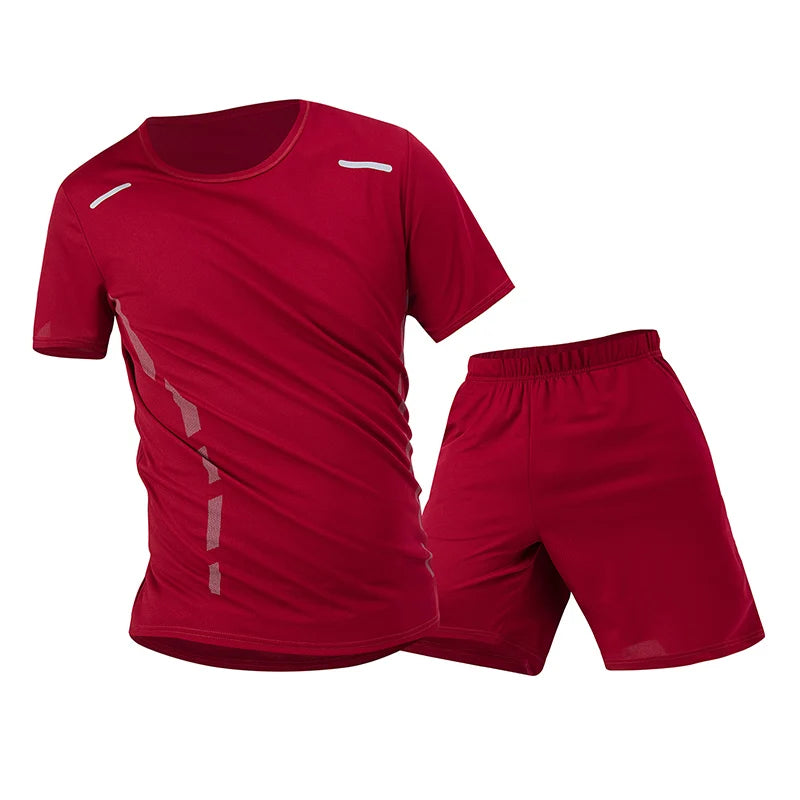 2-Piece Men's Short Sleeved T-Shirt And Shorts With Pockets