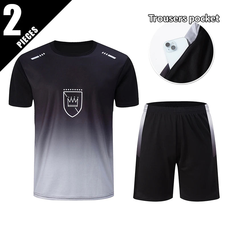 2-Piece Men's Short Sleeved T-Shirt And Shorts With Pockets