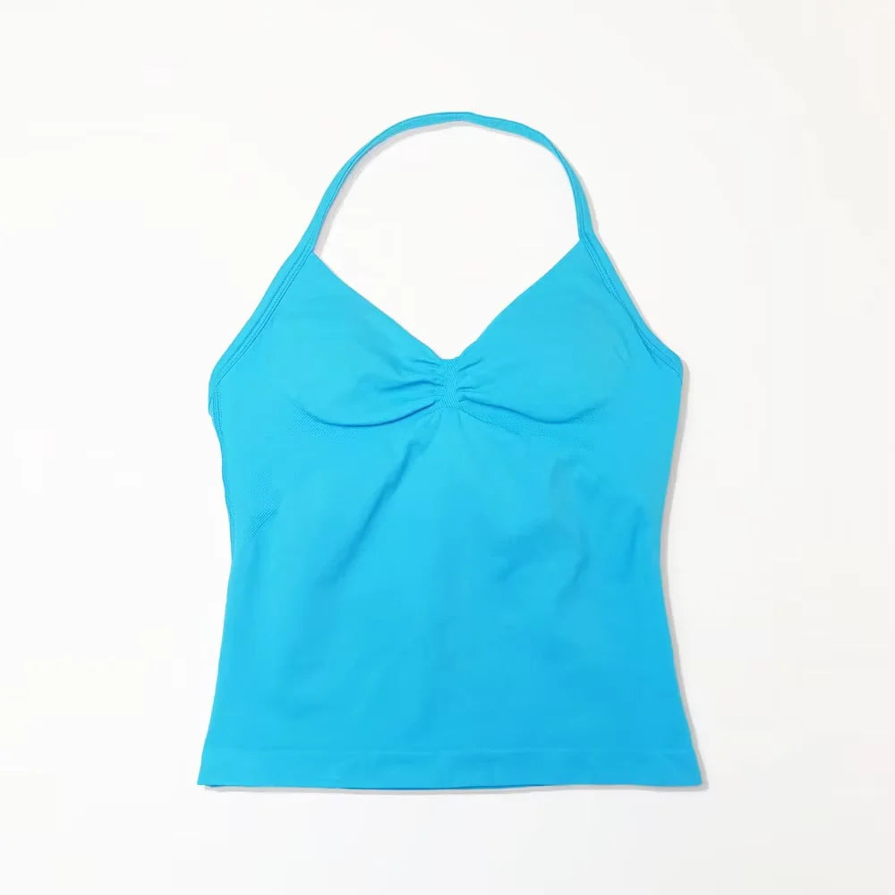 Women's Seamless Yoga Tank with Removable Pads (V Neck)