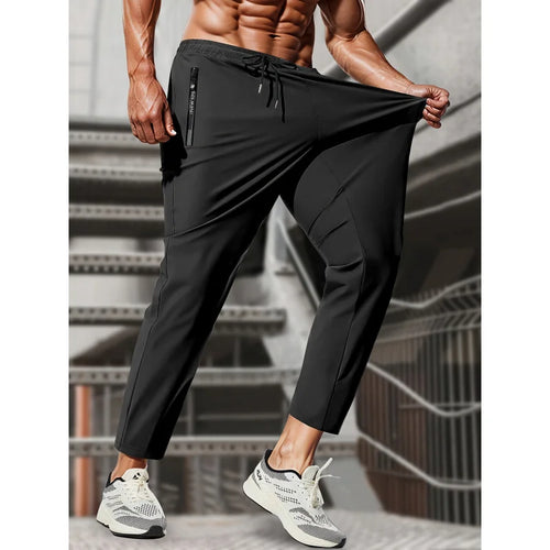 Men's High Stretch Jogging Pants with Zipper & Pockets