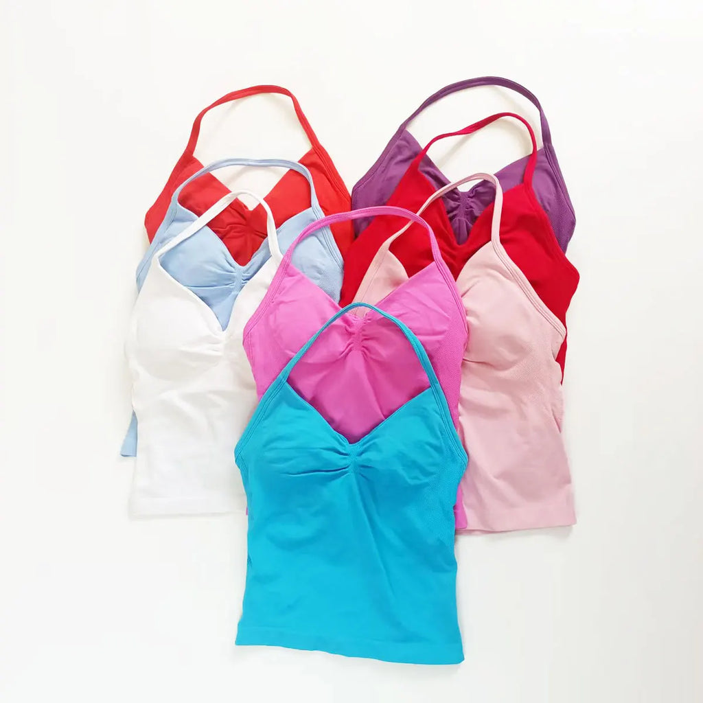 Women's Seamless Yoga Tank with Removable Pads (V Neck)