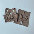 2 PCS Women's Seamless Yoga Set (Sport Bra, High Waist Sports Shorts)