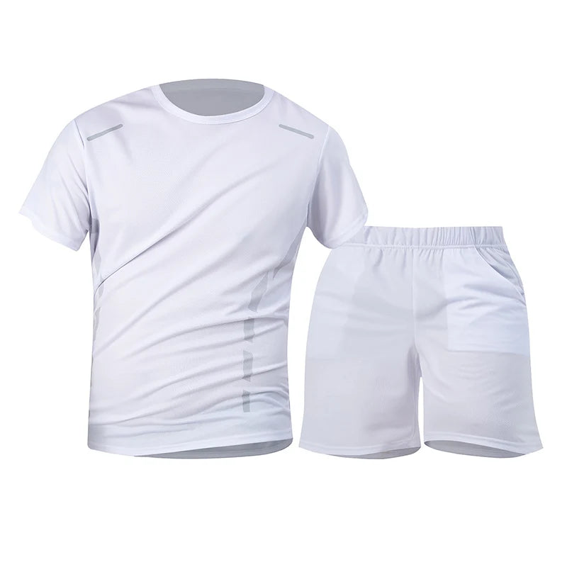 2-Piece Men's Short Sleeved T-Shirt And Shorts With Pockets
