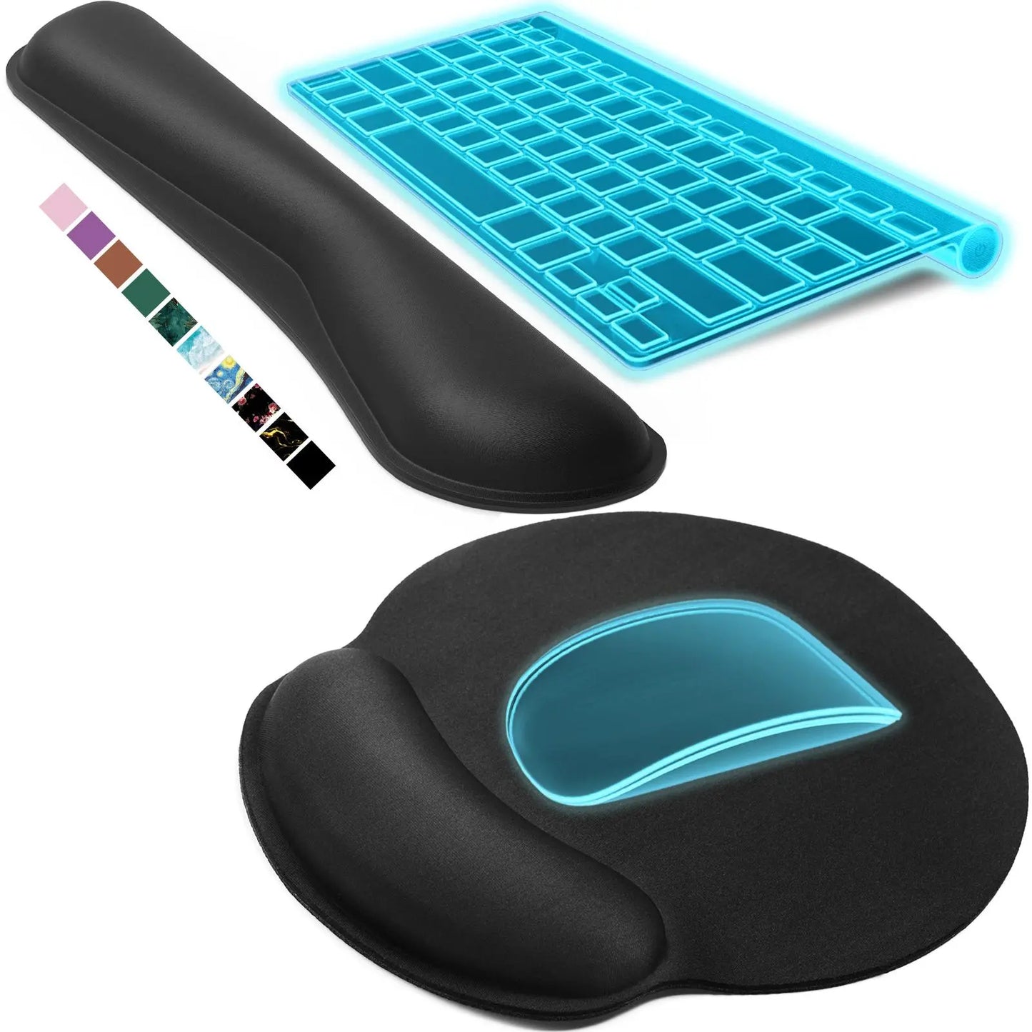 KTRIO Ergonomic Keyboard Wrist Rest and Mouse Pad with Wrist Rest Set, Memory Foam Wrist Support for Typing, Gaming, Office and Home Use