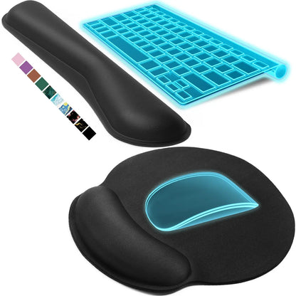 KTRIO Ergonomic Keyboard Wrist Rest and Mouse Pad with Wrist Rest Set, Memory Foam Wrist Support for Typing, Gaming, Office and Home Use