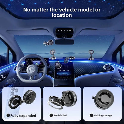 Vacuum Magnetic Phone Stand, New Type of Magnetic Phone Stand, Rotatable and Foldable Portable Double-Sided Vacuum Magnetic Adsorption Adjustable Phone Stand, Washable Base