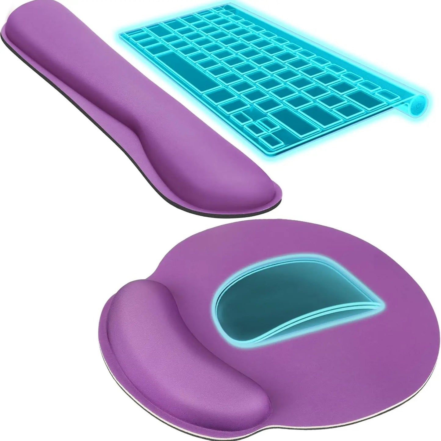 KTRIO Ergonomic Keyboard Wrist Rest and Mouse Pad with Wrist Rest Set, Memory Foam Wrist Support for Typing, Gaming, Office and Home Use