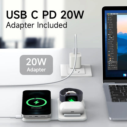 Mokin 3 in 1 Magnetic Wireless Charging Station for Iphone 2024 If Design Award 20W