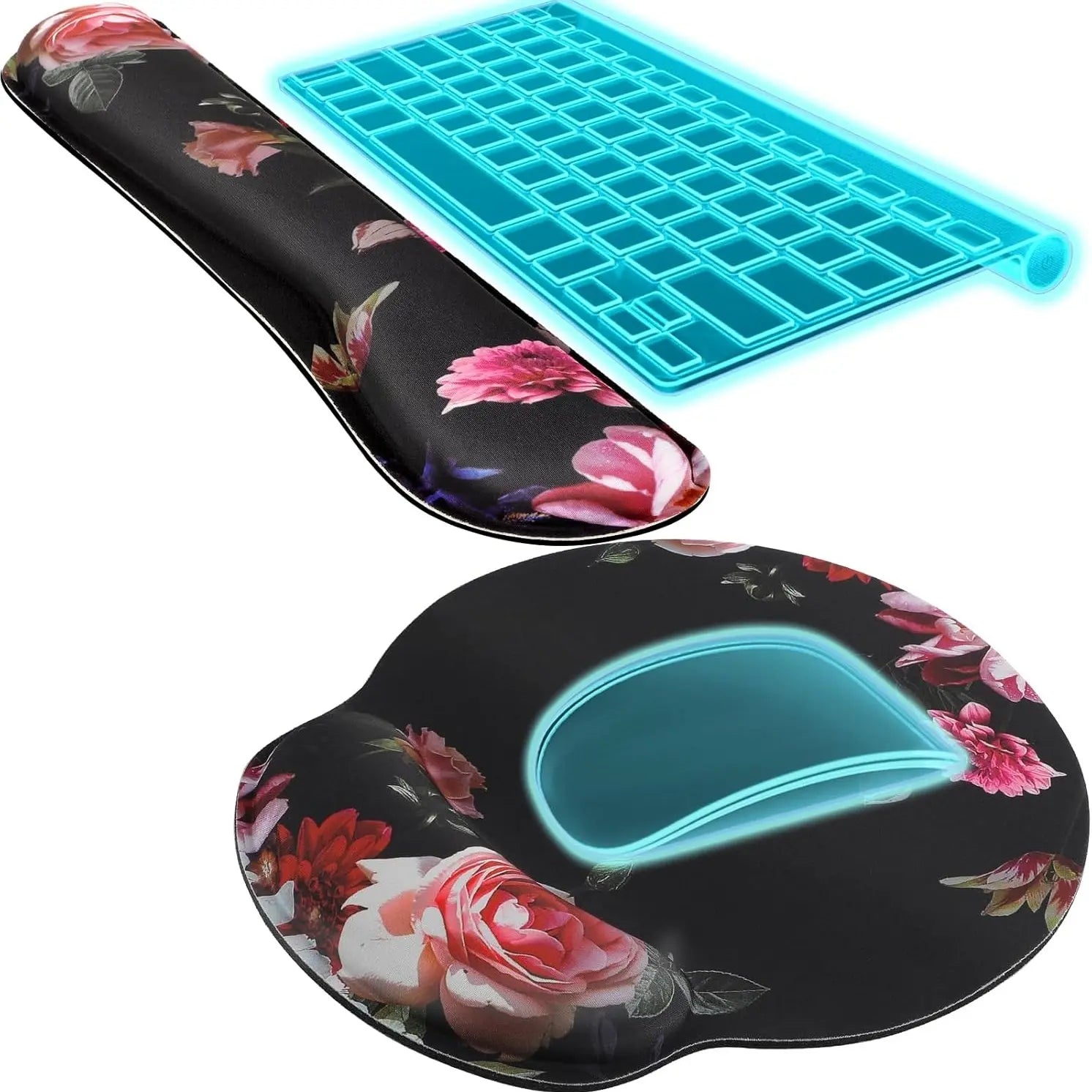 KTRIO Ergonomic Keyboard Wrist Rest and Mouse Pad with Wrist Rest Set, Memory Foam Wrist Support for Typing, Gaming, Office and Home Use