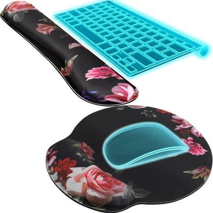 KTRIO Ergonomic Keyboard Wrist Rest and Mouse Pad with Wrist Rest Set, Memory Foam Wrist Support for Typing, Gaming, Office and Home Use